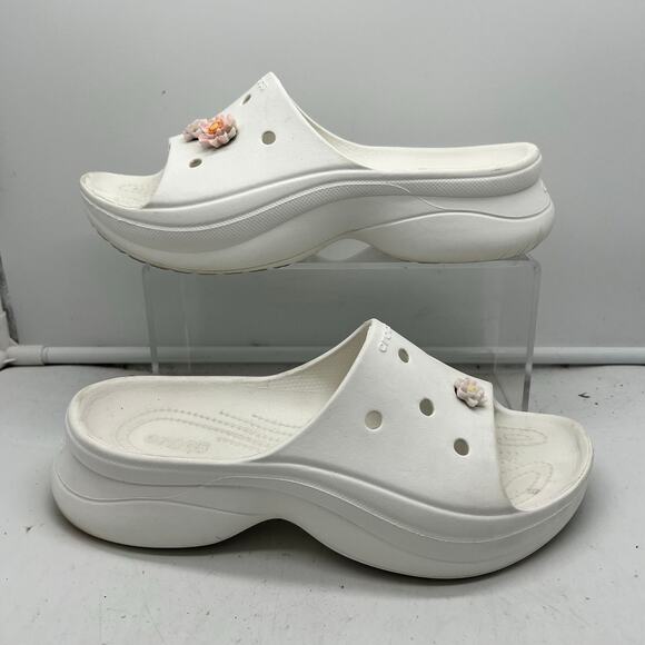 Crocs Shoes - Crocs Sandals Womens 8 Bae Slide Platform White Slip On